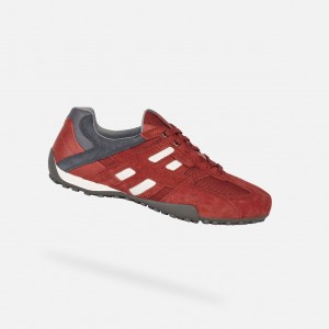 Geox Snake Sneakers Herren Rot Grau | CISN-69310